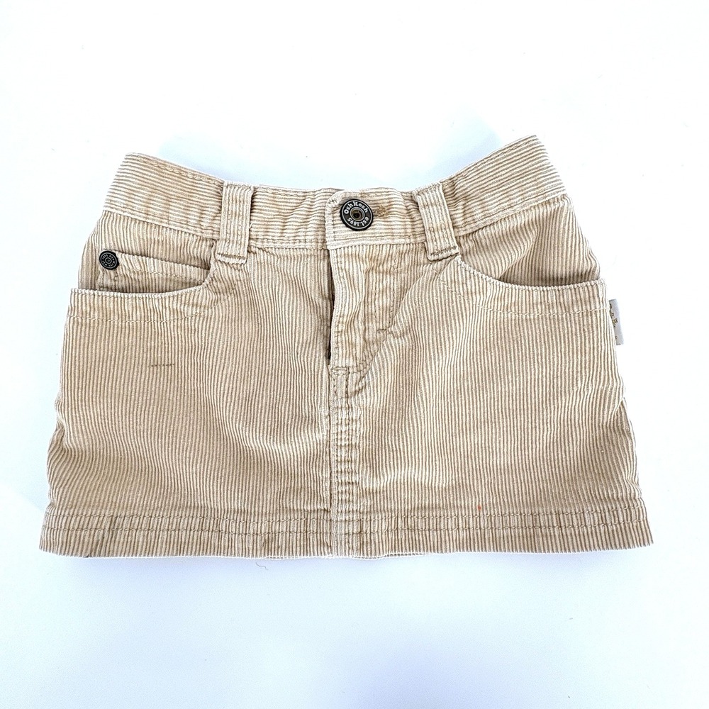 Oshkosh B'Gosh Corduroy Skirt Girls 2T Tan elastic back waist Embroidery